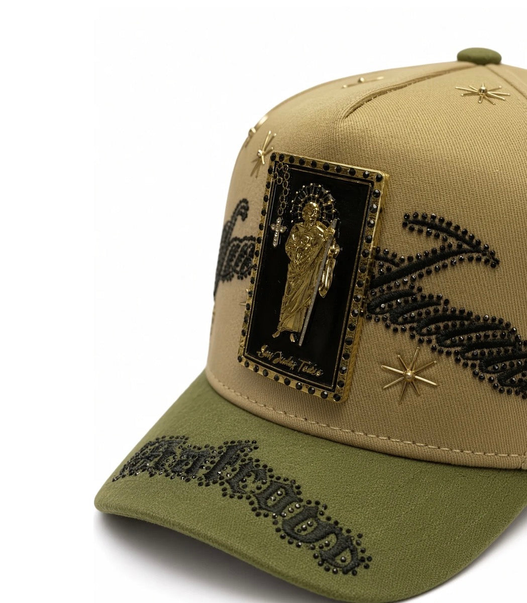 San Judas Tadeo Placa White Green SnapBack