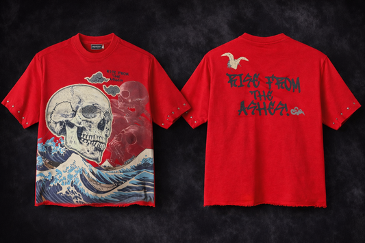 RISE FROM ASHES RED DESIGN CROPED TEE