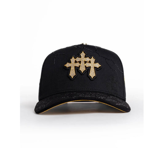 3 cruces blk gold crystal