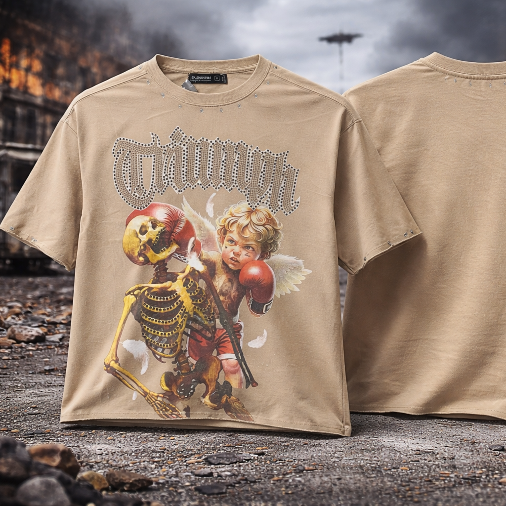 TRIUMPH BEIGE CROP TEE