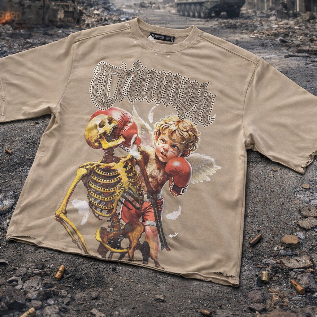 TRIUMPH BEIGE CROP TEE