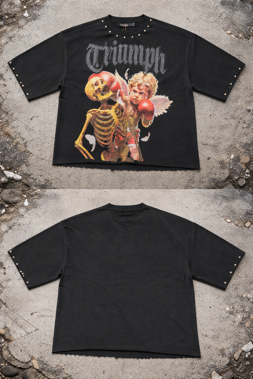 TRIUMPH BLK CROP TEE