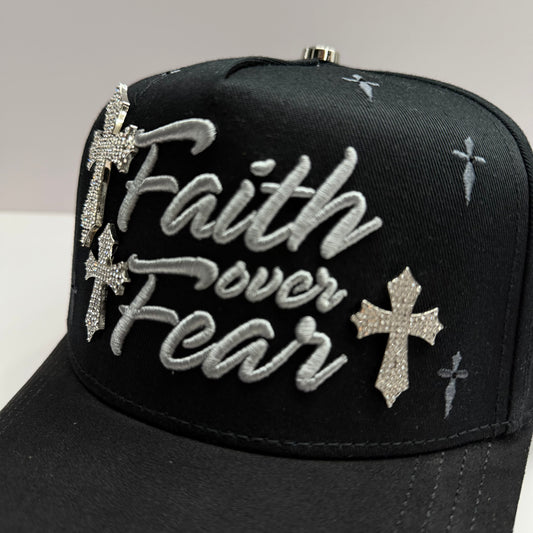 Faith over fear BLK silver